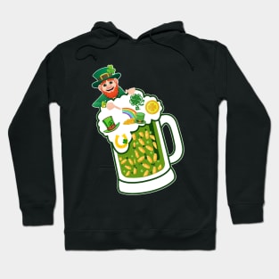 Green Beer Mug full of Lucky Charms for St, Paddys Hoodie